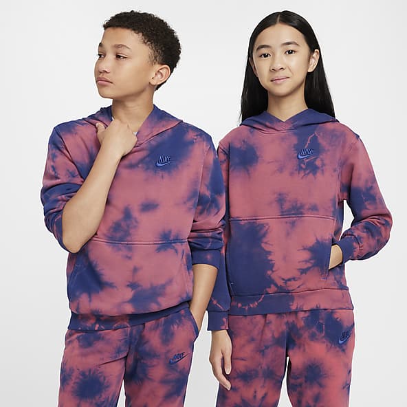 Boys Pink Hooded Club Fleece. Nike